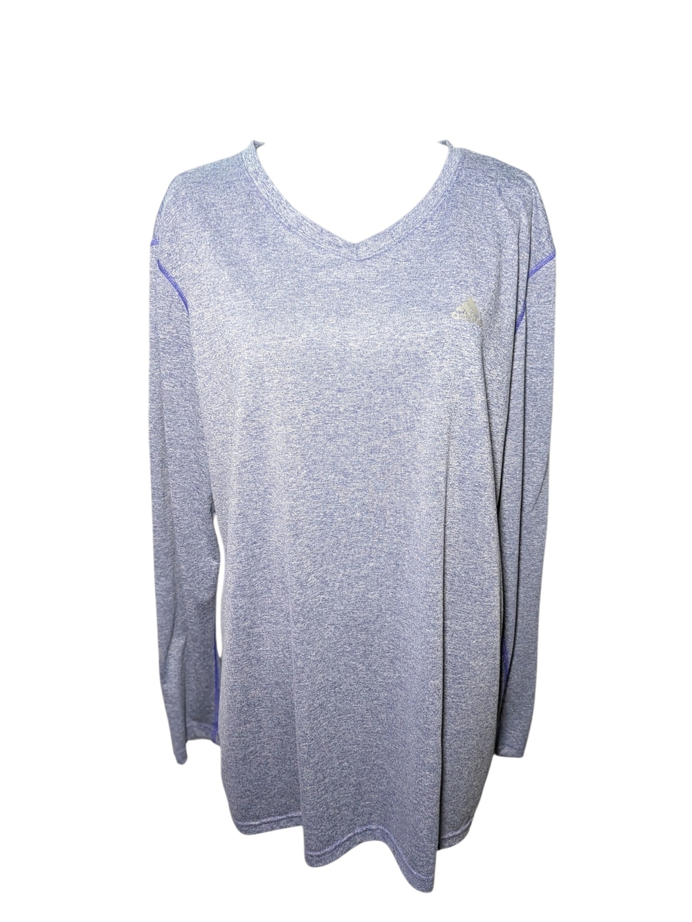 Adidas Climalite Women's XL Long Sleeve V-Neck Athletic Top Heather Purple/Blue